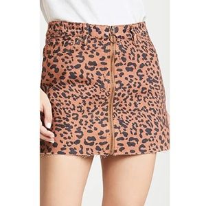 EUC Free People Zip It Up Denim Leopard Skirt 27